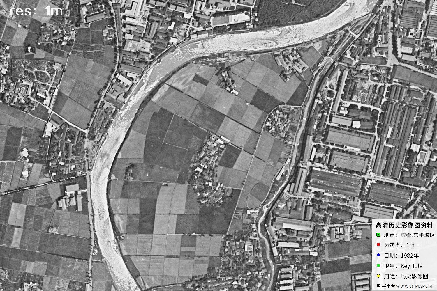 成都市1982年锁眼卫星历史影像地图资料