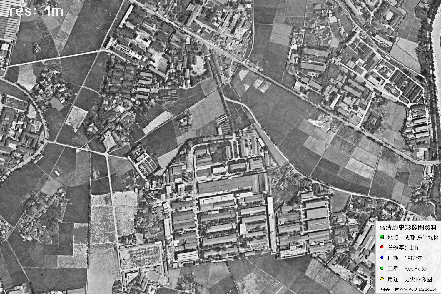 成都市1982年锁眼卫星历史影像地图资料