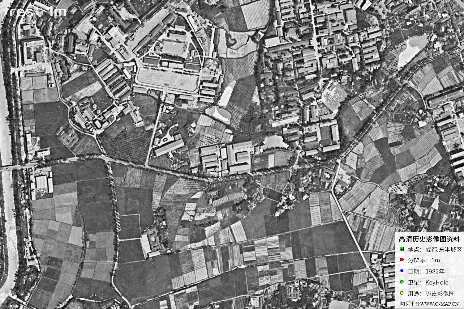 成都市1982年锁眼卫星历史影像地图资料