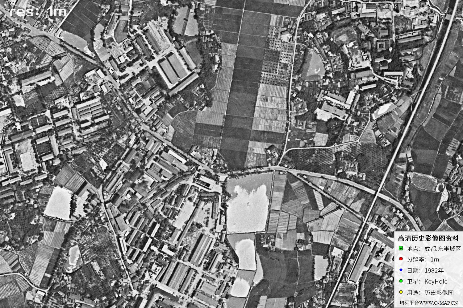 成都市1982年锁眼卫星历史影像地图资料