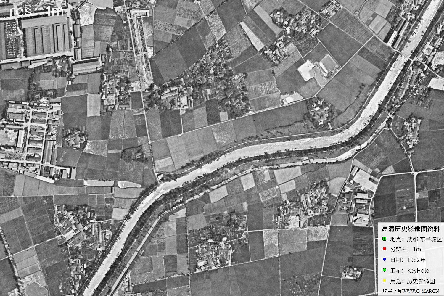 成都市1982年锁眼卫星历史影像地图资料