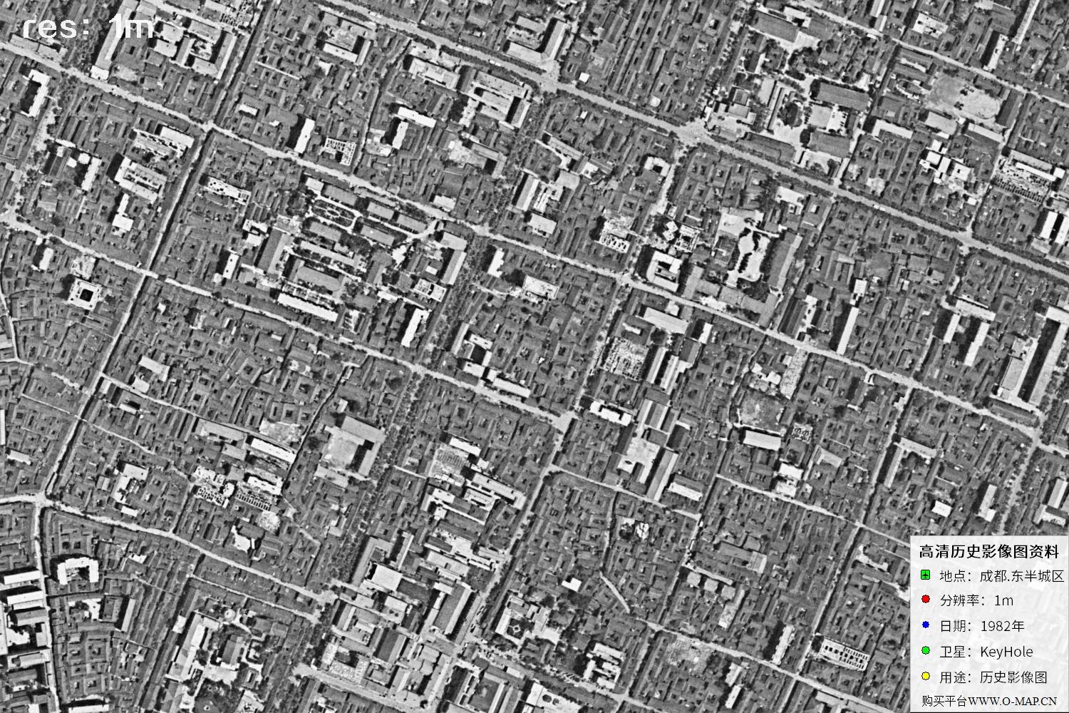 成都市1982年锁眼卫星历史影像地图资料