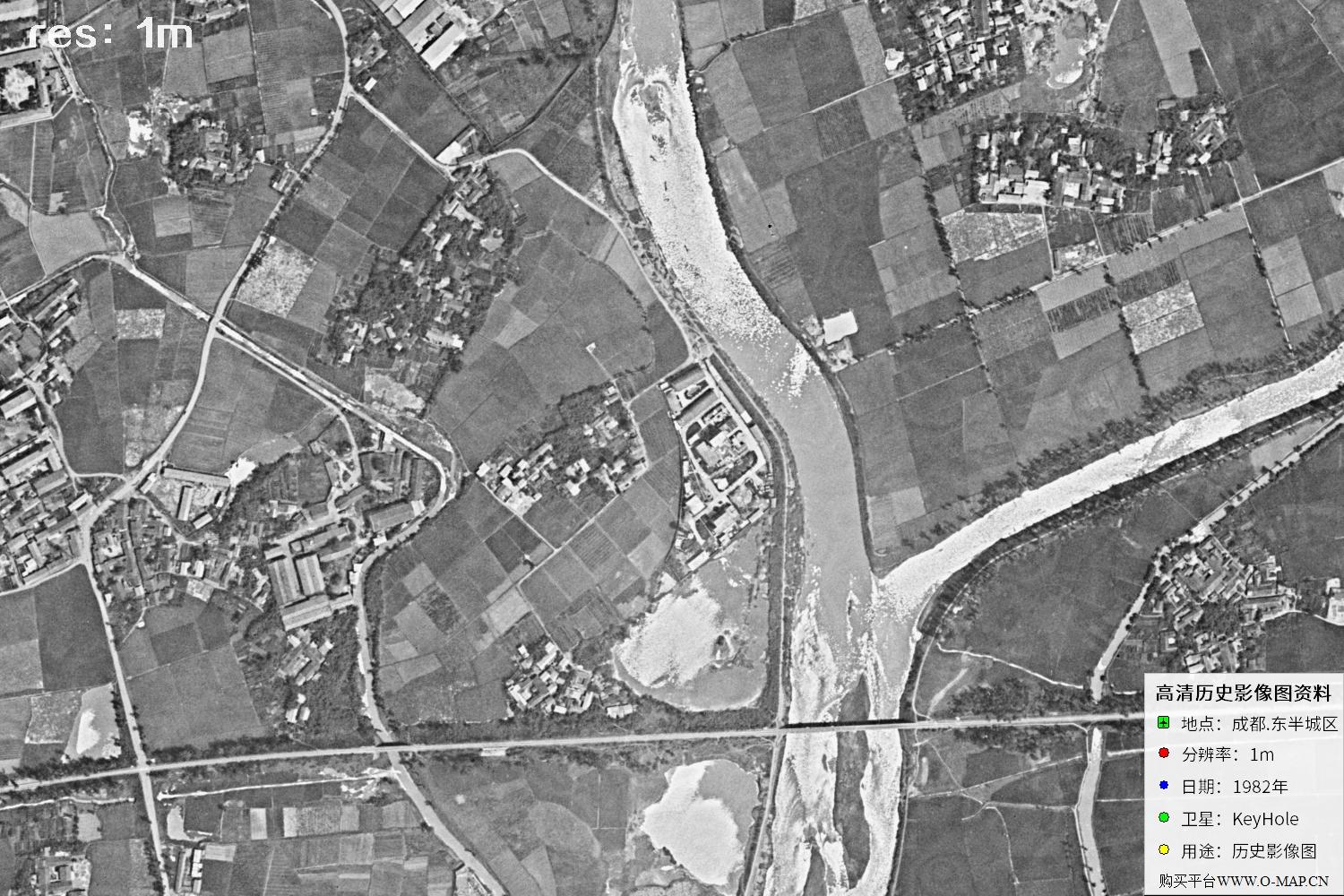 成都市1982年锁眼卫星历史影像地图资料