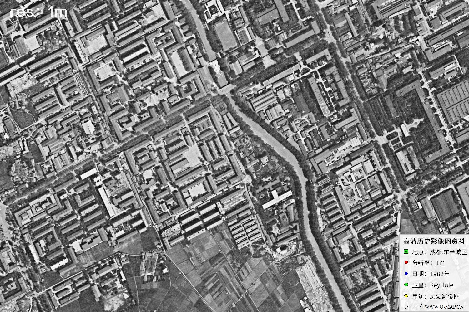 成都市1982年锁眼卫星历史影像地图资料