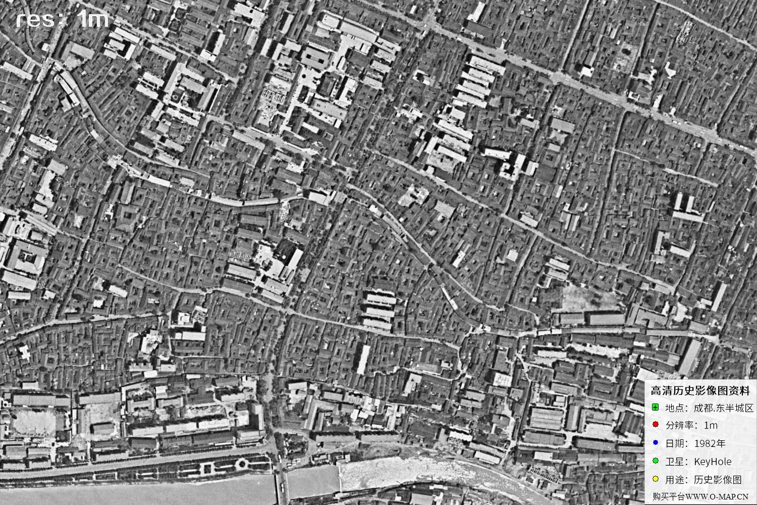 成都市1982年锁眼卫星历史影像地图资料