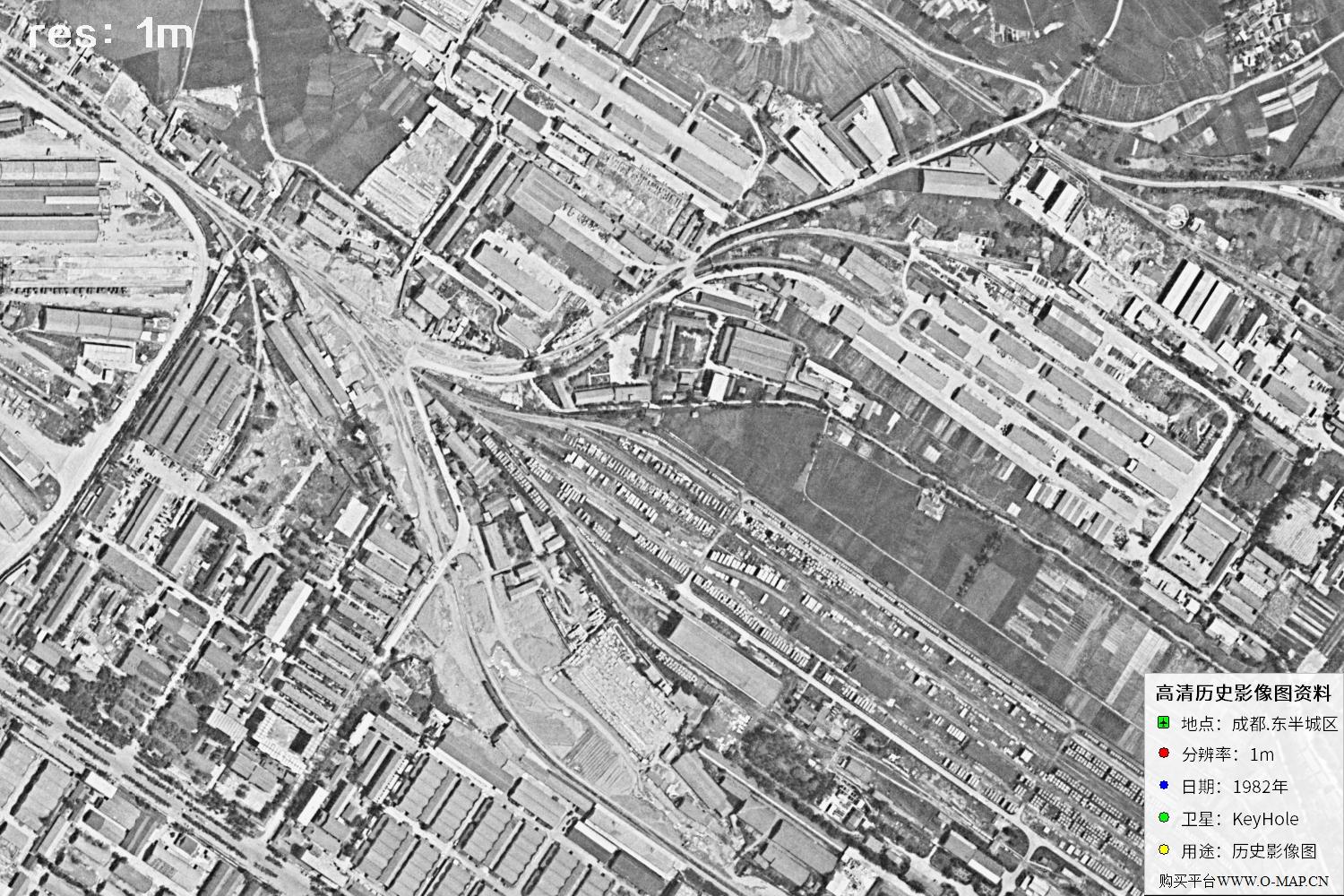 成都市1982年锁眼卫星历史影像地图资料