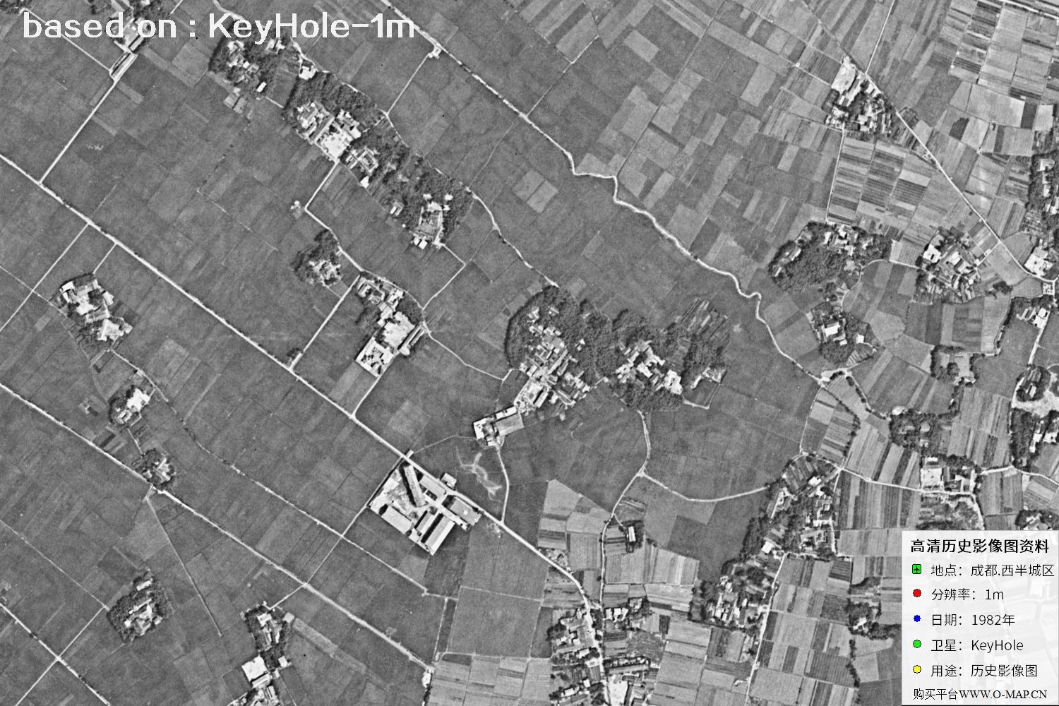 Keyhole锁眼卫星1982年拍摄的成都市历史图像