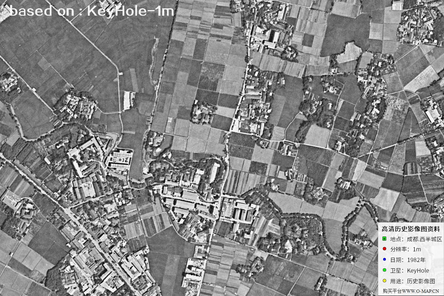 Keyhole锁眼卫星1982年拍摄的成都市历史图像
