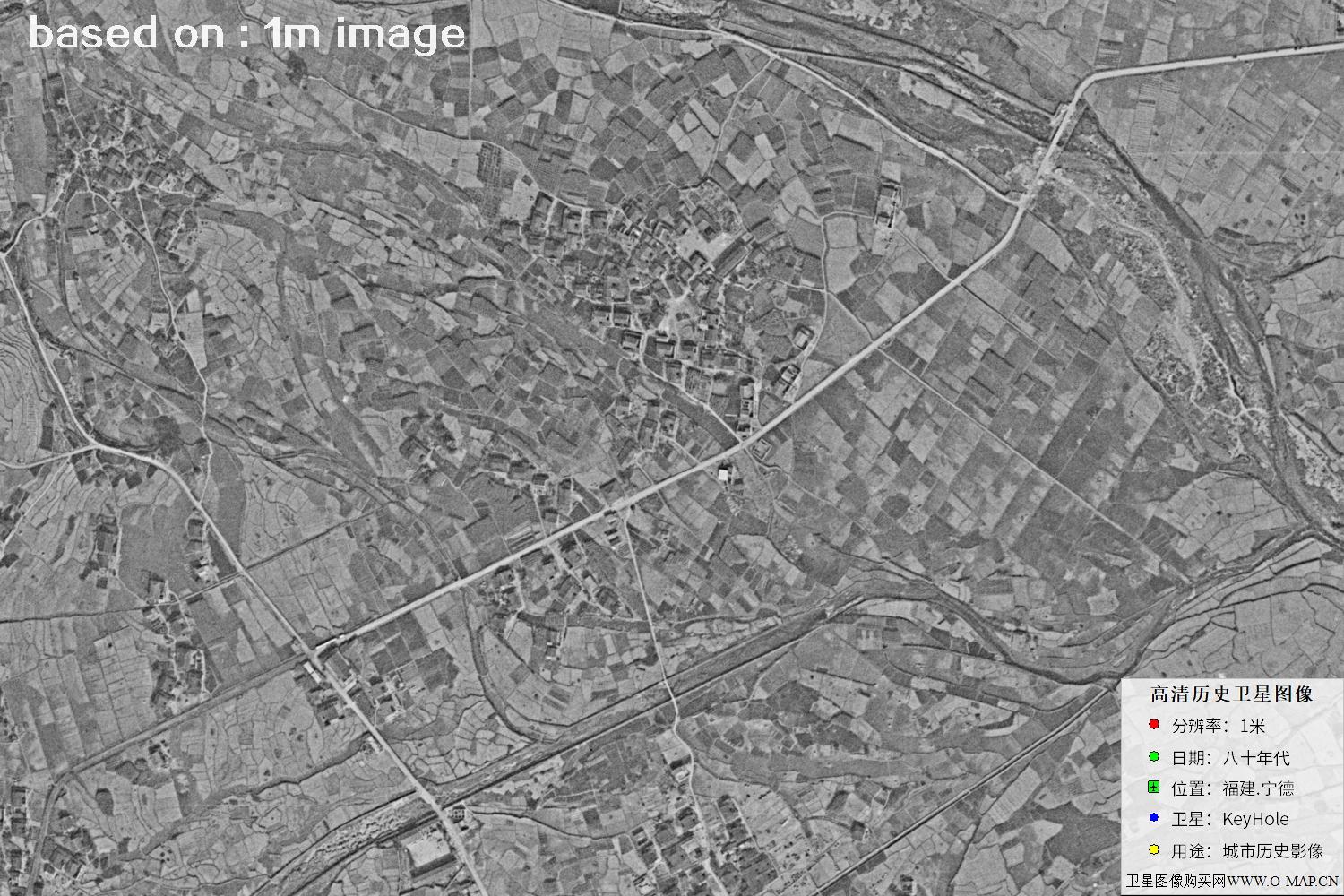 美国侦察卫星拍摄的福建宁德市八十年代历史卫星图像