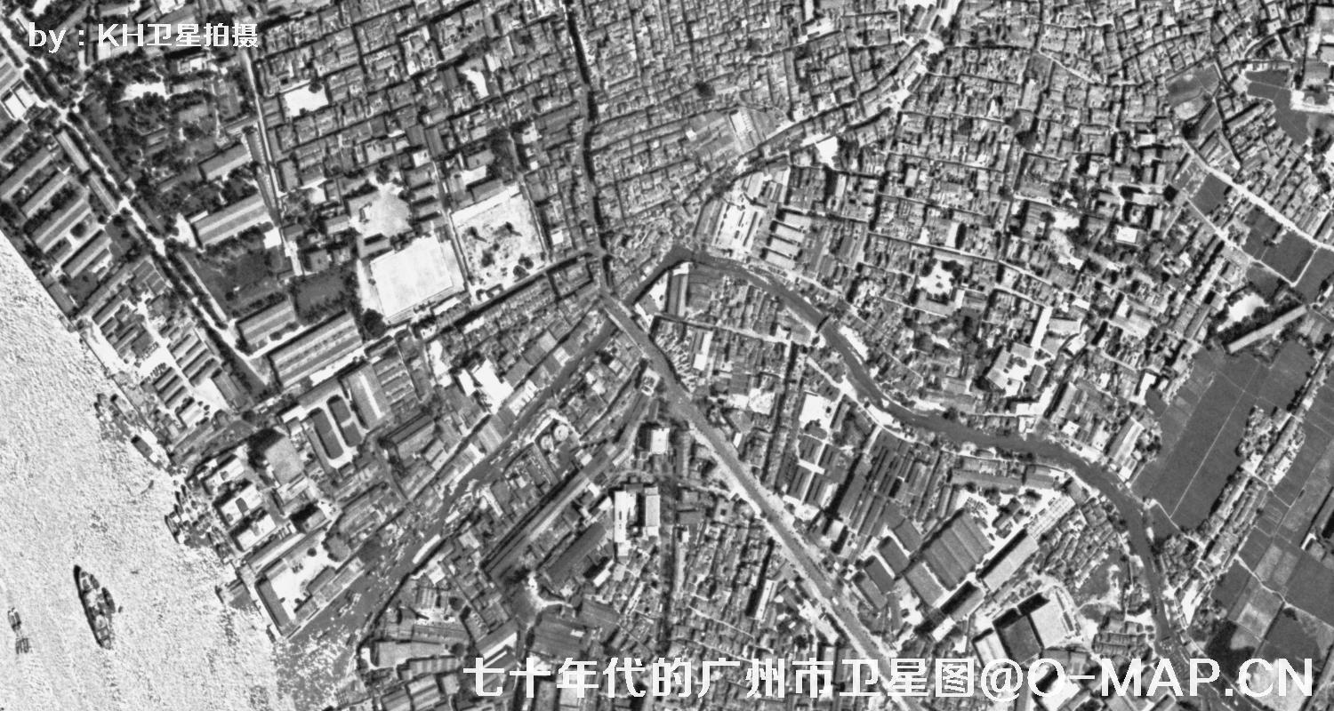 广东省广州市七十年代锁眼卫星高清历史图像