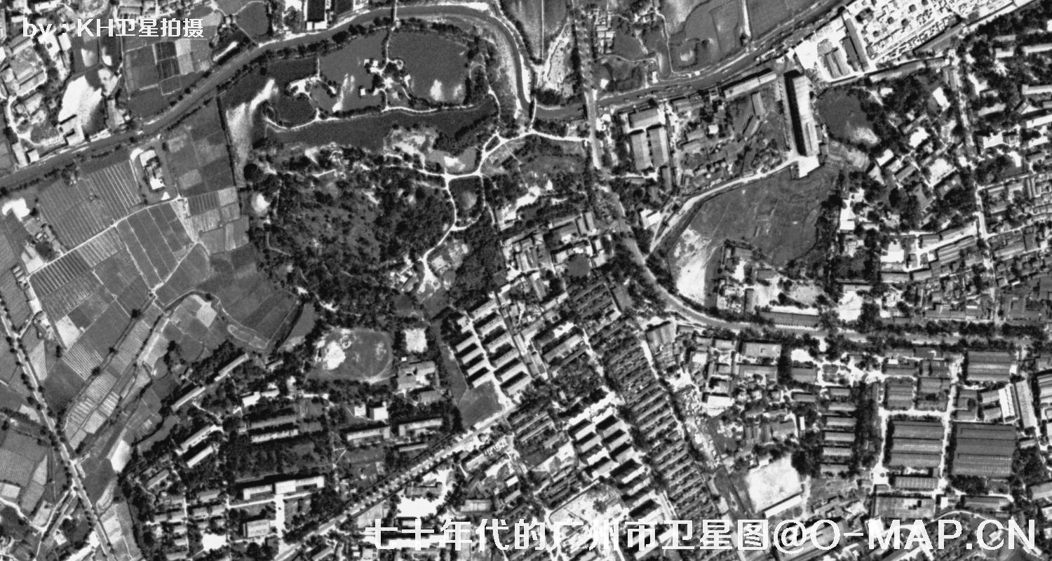 广东省广州市七十年代锁眼卫星高清历史图像