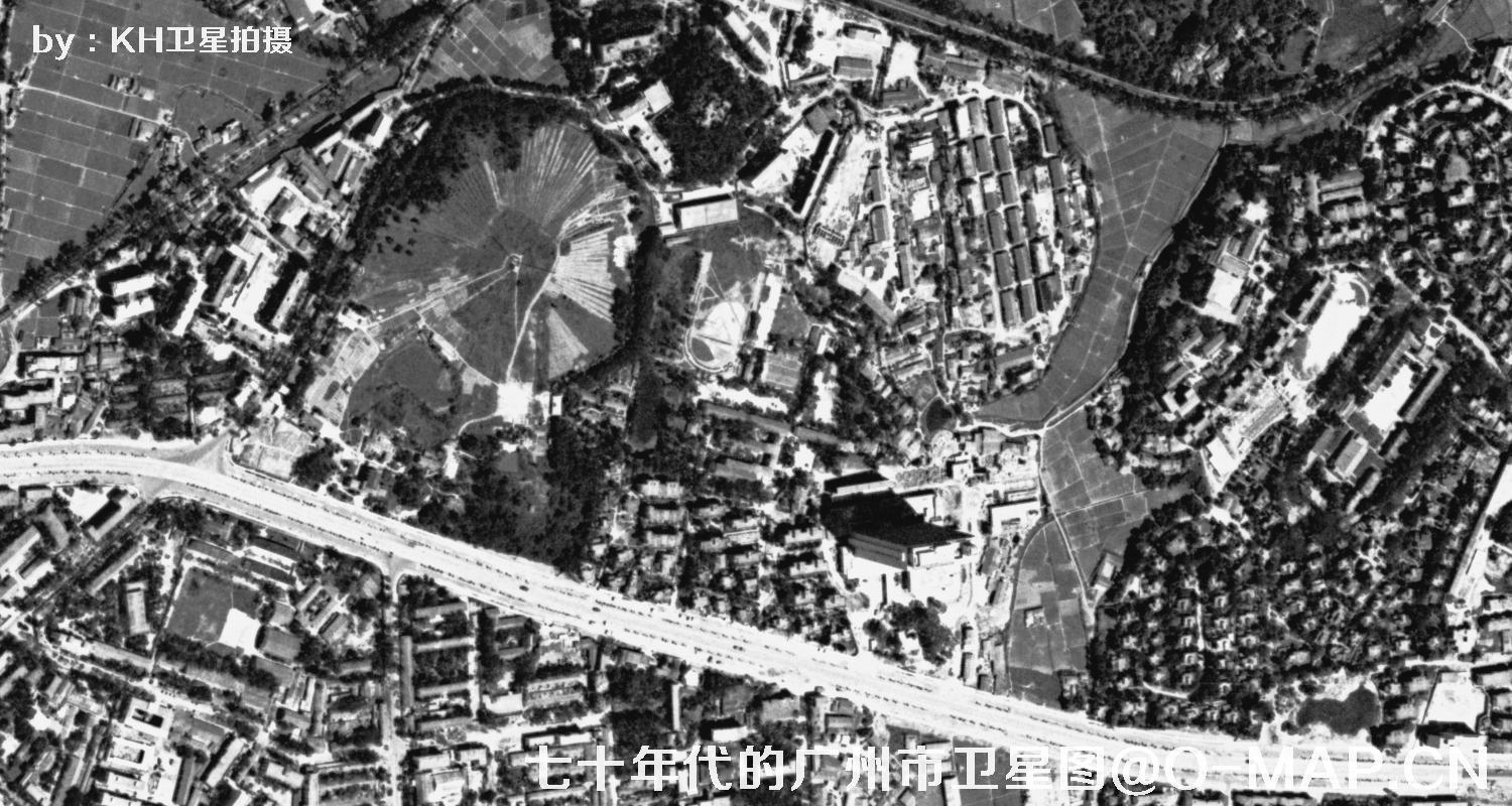 广东省广州市七十年代锁眼卫星高清历史图像