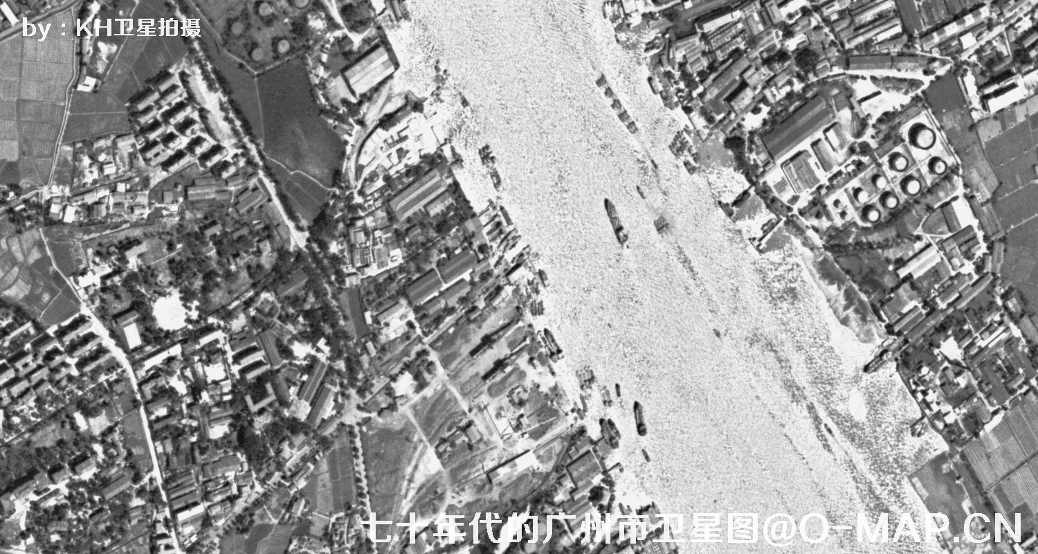 广东省广州市七十年代锁眼卫星高清历史图像