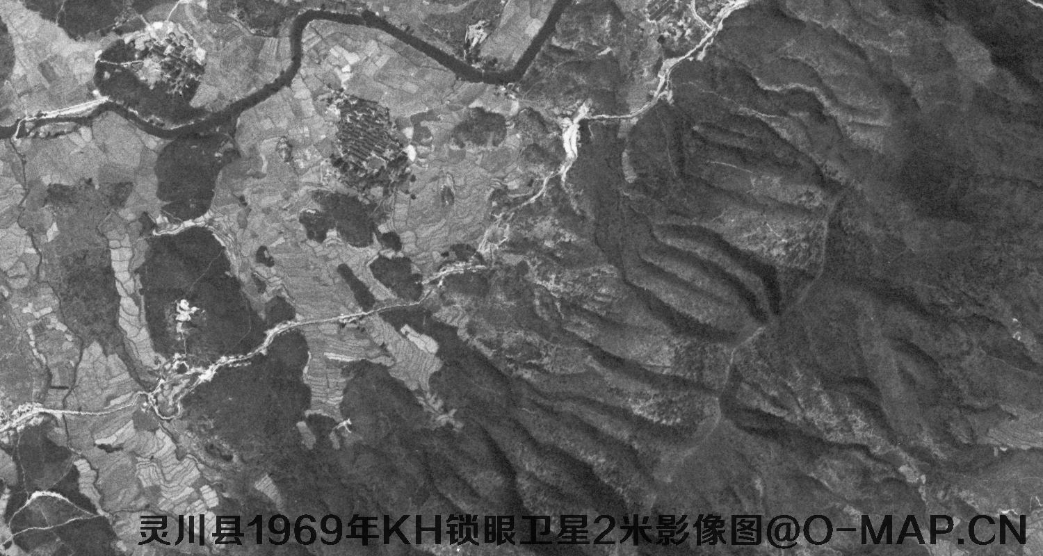 广西省灵川县1969年KH锁眼卫星2米影像图