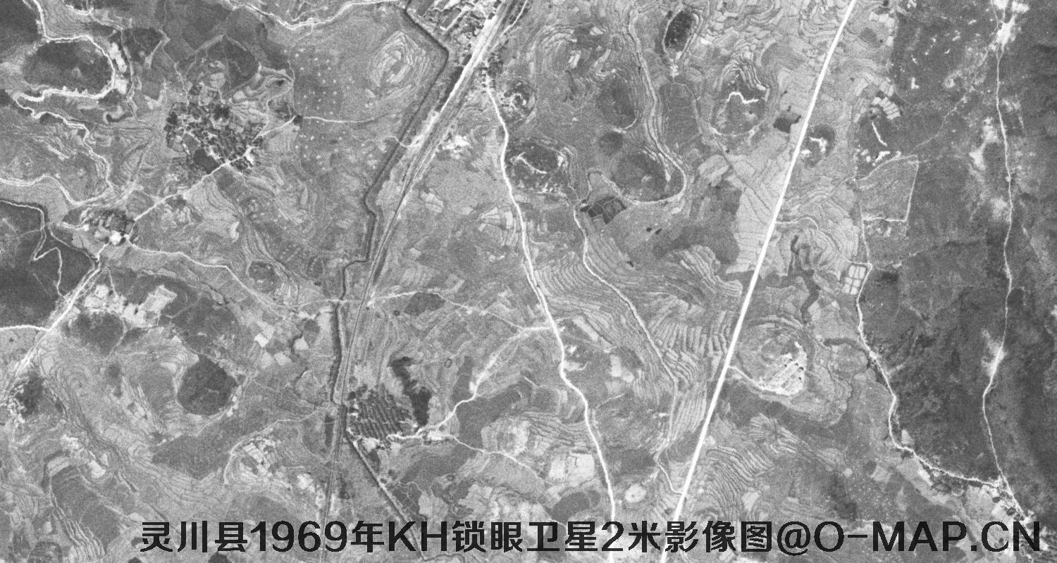 广西省灵川县1969年KH锁眼卫星2米影像图
