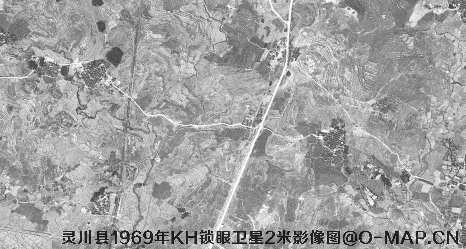 广西省灵川县1969年KH锁眼卫星2米影像图