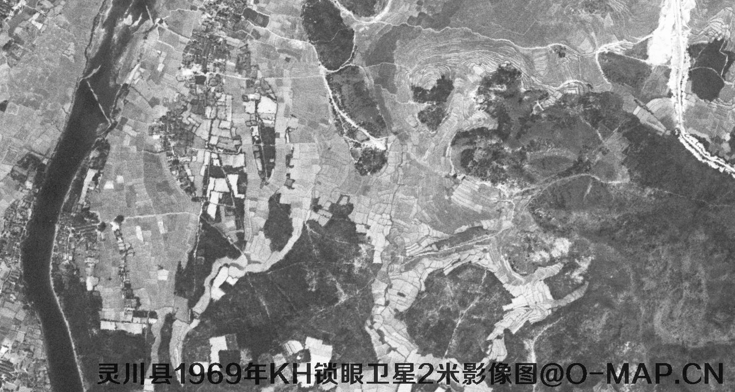 广西省灵川县1969年KH锁眼卫星2米影像图