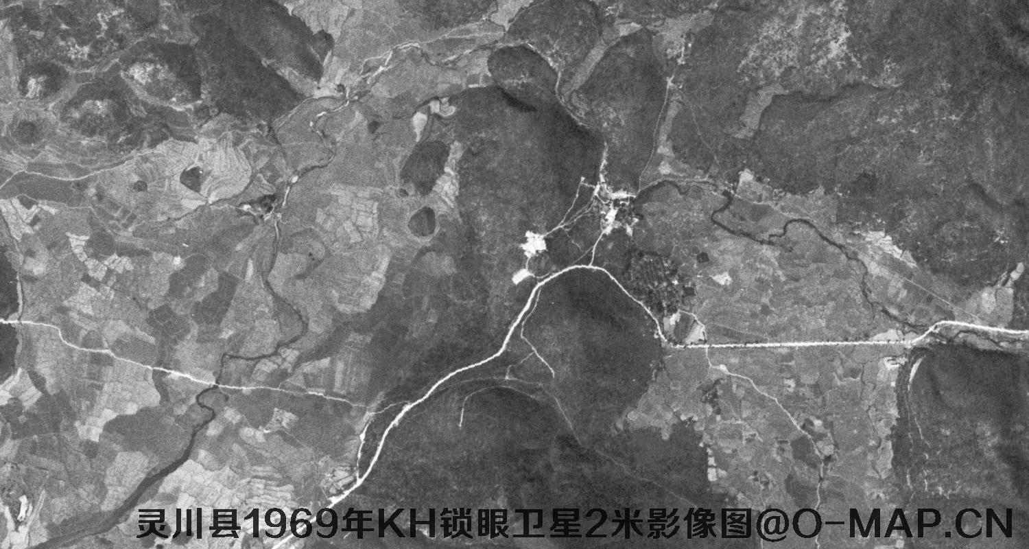 广西省灵川县1969年KH锁眼卫星2米影像图