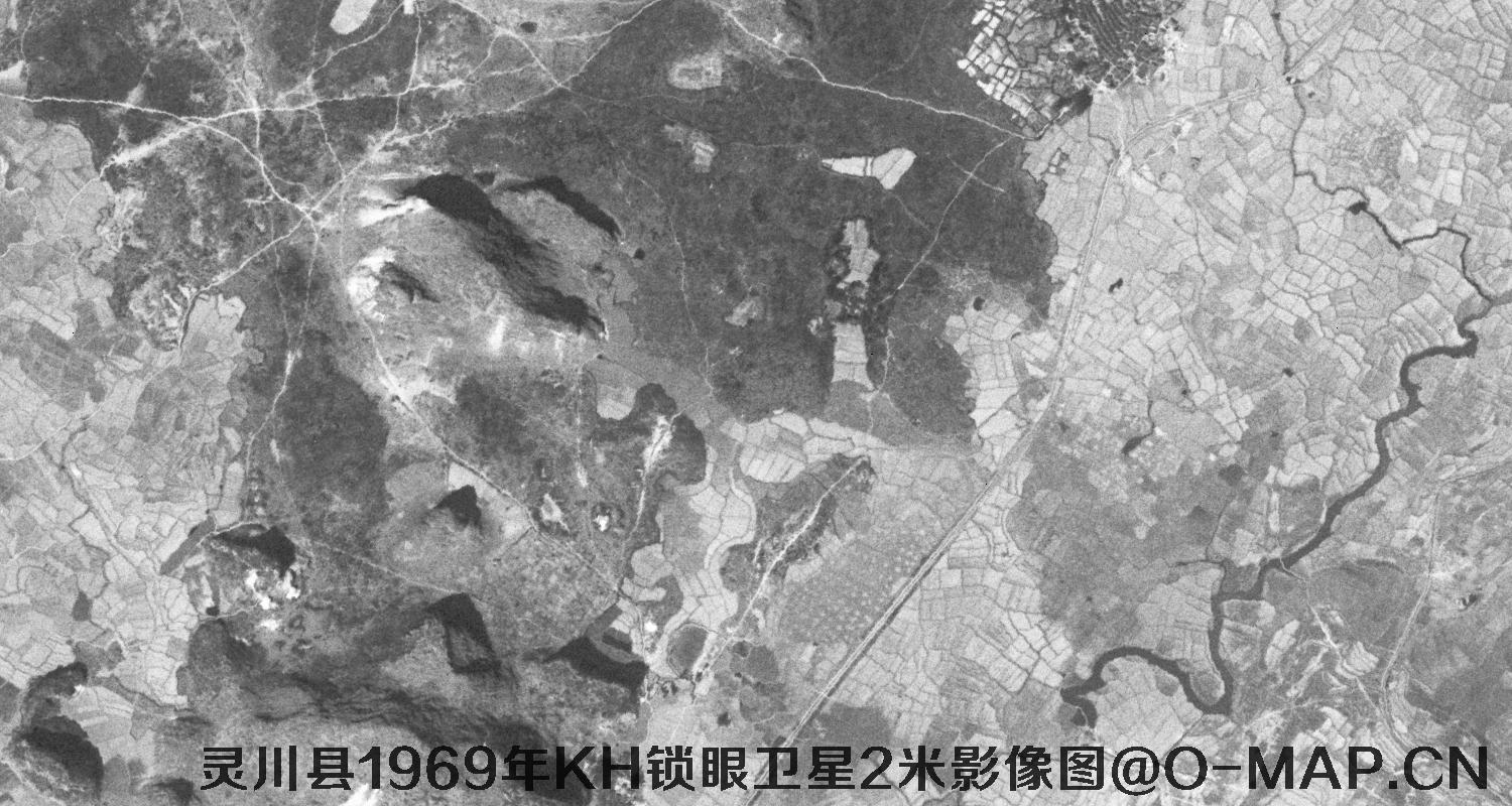 广西省灵川县1969年KH锁眼卫星2米影像图