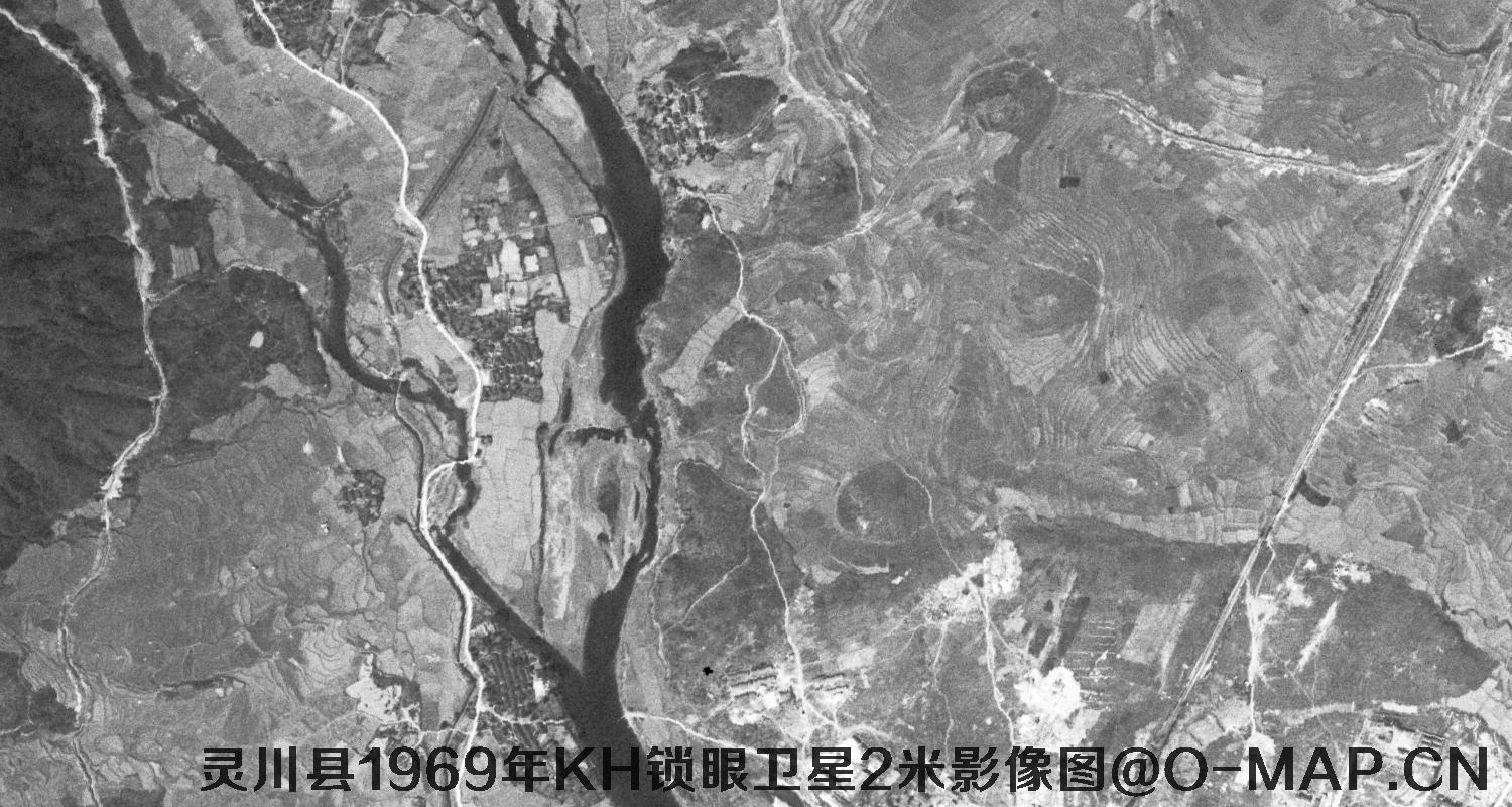 广西省灵川县1969年KH锁眼卫星2米影像图