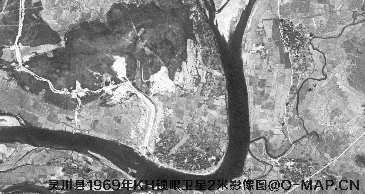 广西省灵川县1969年KH锁眼卫星2米影像图