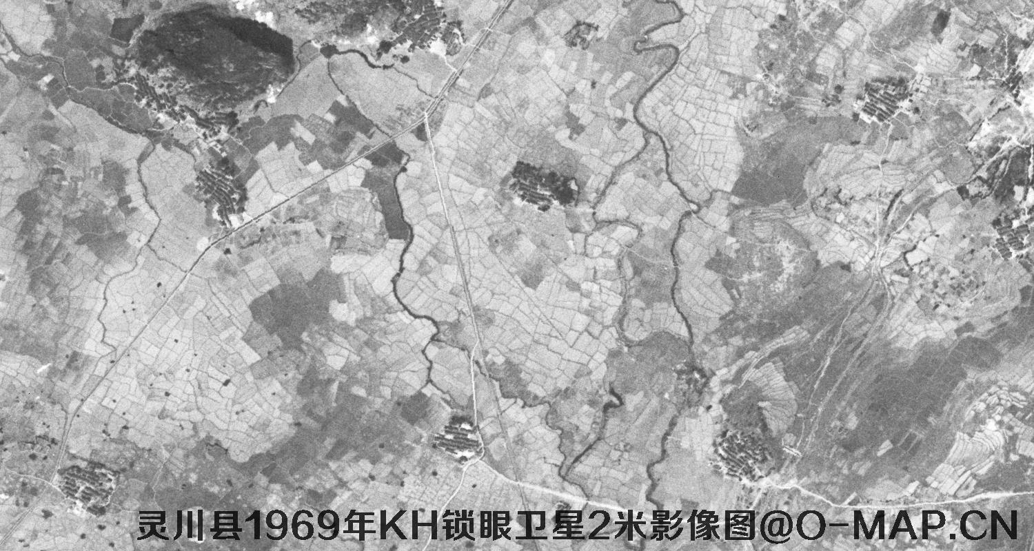 广西省灵川县1969年KH锁眼卫星2米影像图