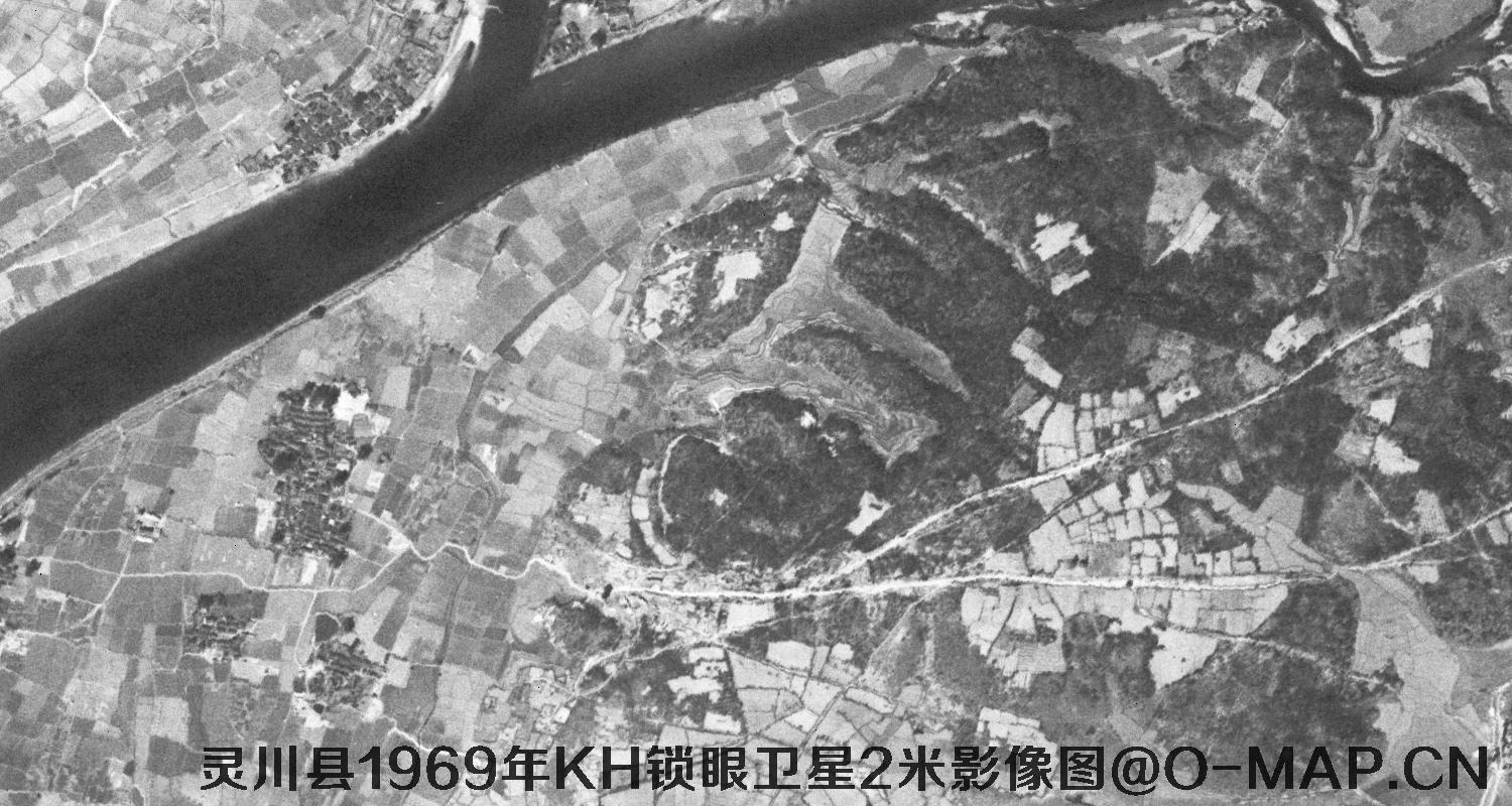广西省灵川县1969年KH锁眼卫星2米影像图