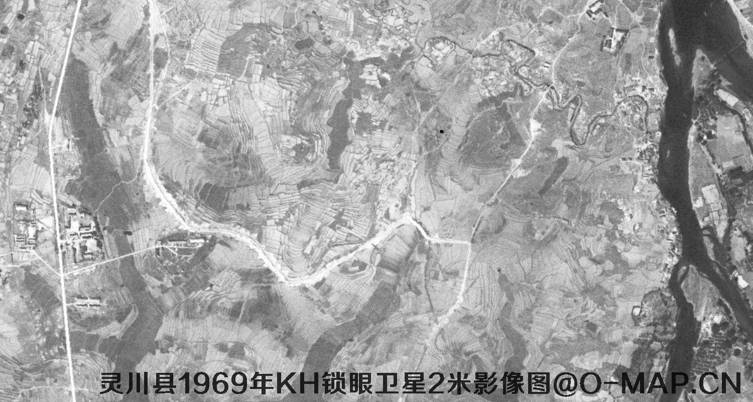 广西省灵川县1969年KH锁眼卫星2米影像图