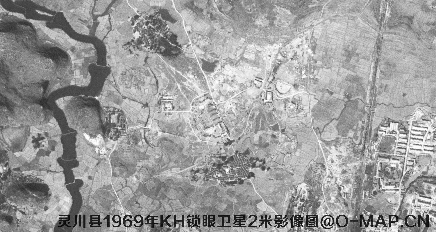 广西省灵川县1969年KH锁眼卫星2米影像图