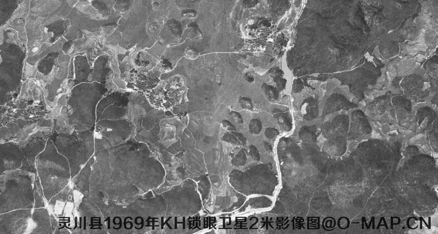 广西省灵川县1969年KH锁眼卫星2米影像图