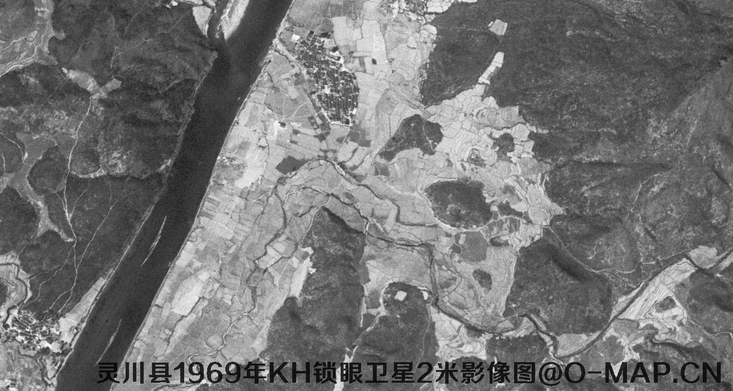 广西省灵川县1969年KH锁眼卫星2米影像图