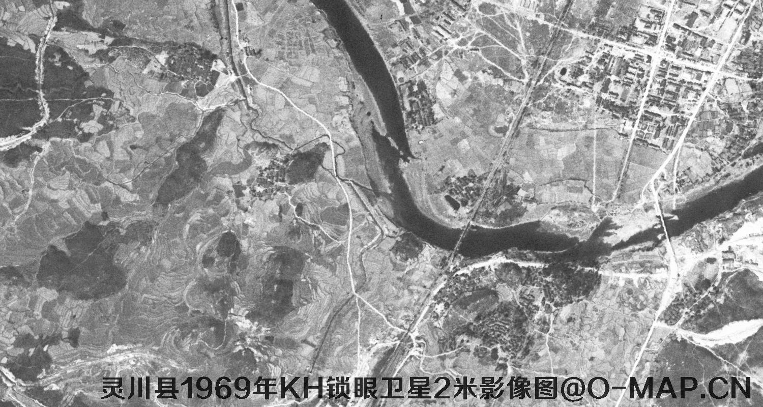 广西省灵川县1969年KH锁眼卫星2米影像图