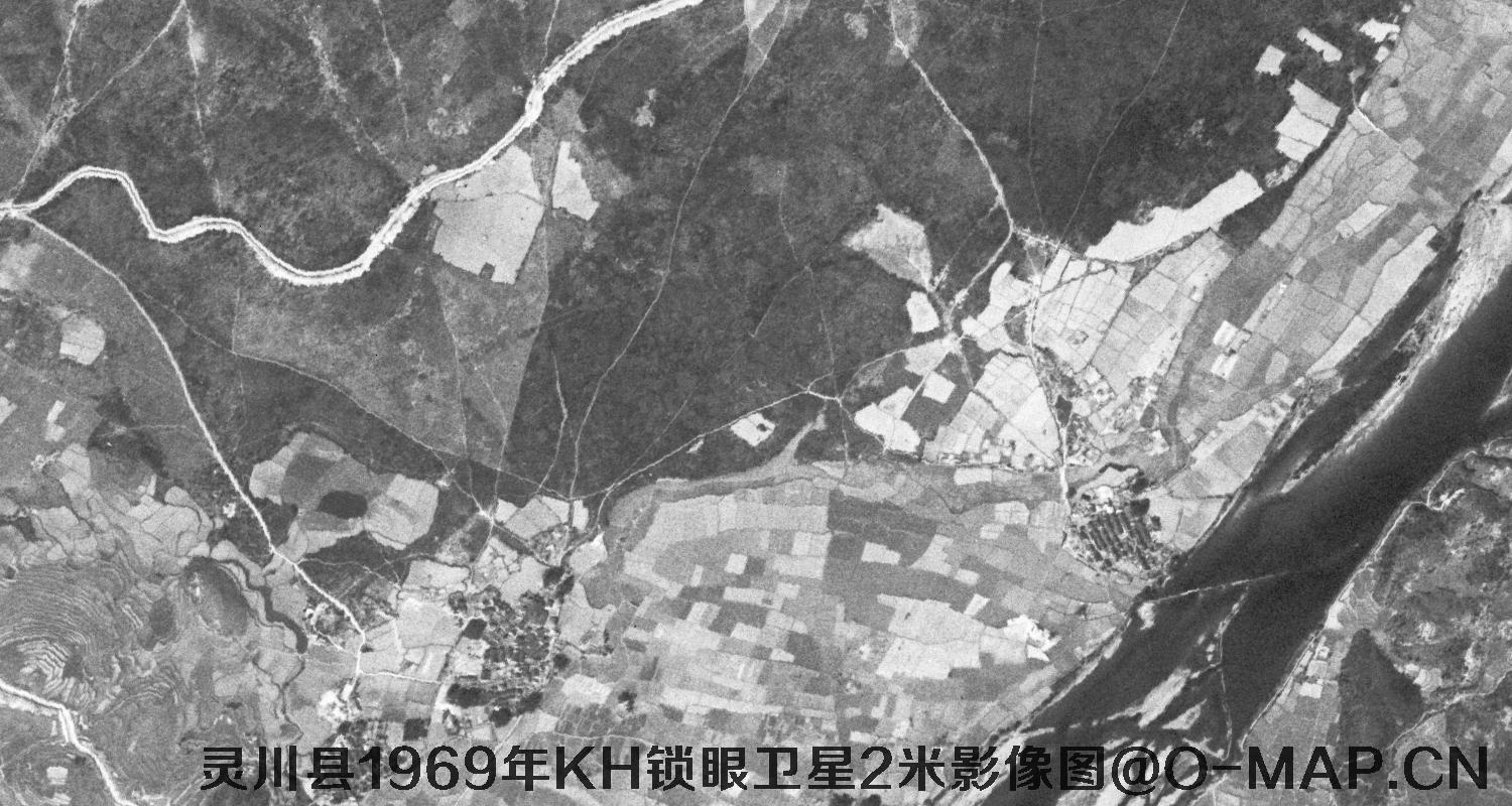 广西省灵川县1969年KH锁眼卫星2米影像图