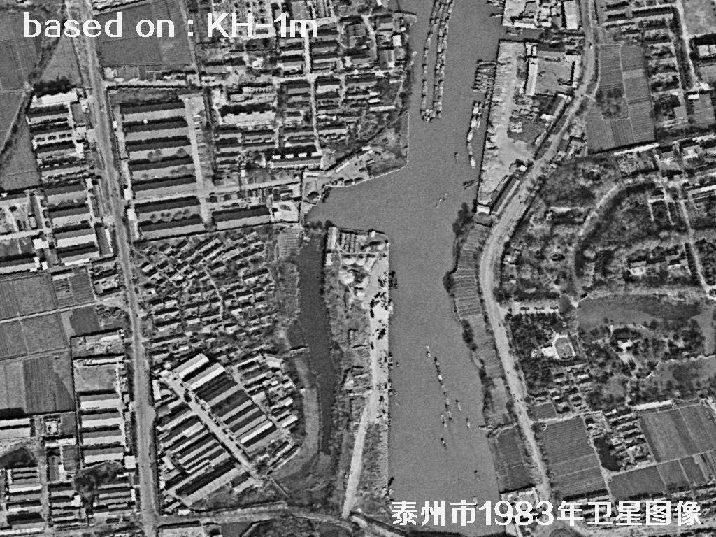 KeyHole卫星1983年拍摄的泰州市历史影像图