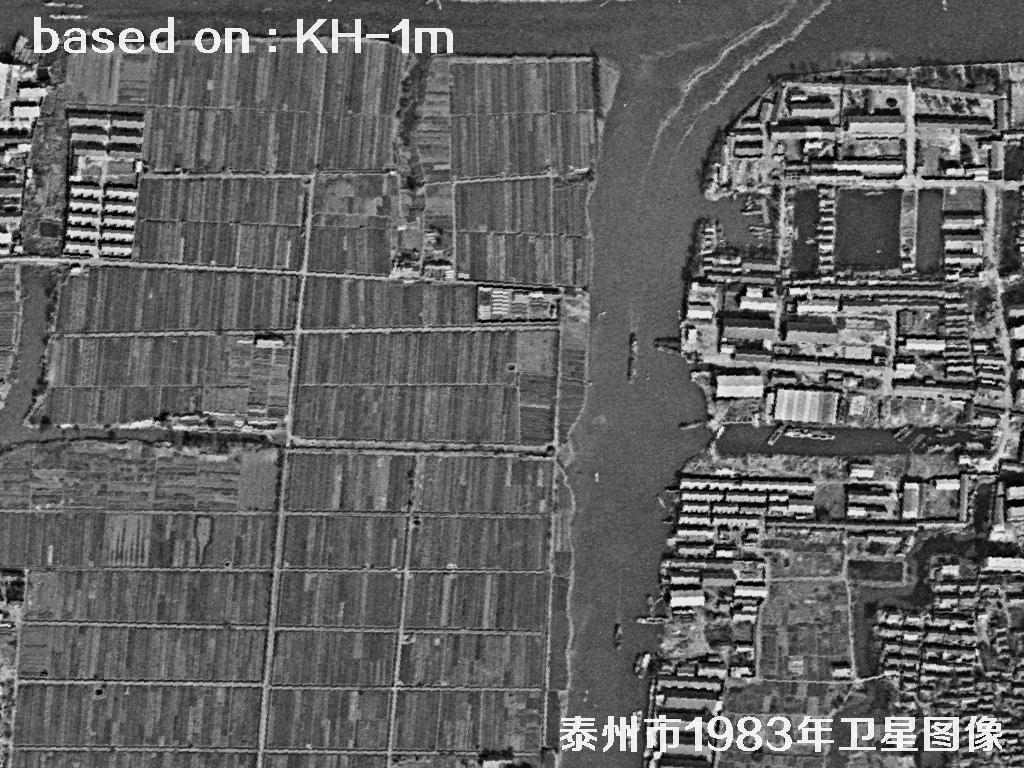 KeyHole卫星1983年拍摄的泰州市历史影像图