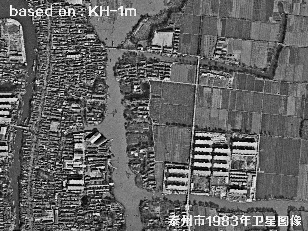 KeyHole卫星1983年拍摄的泰州市历史影像图