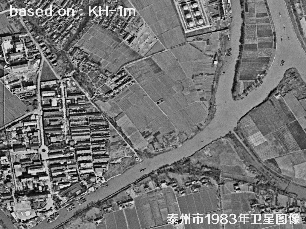 KeyHole卫星1983年拍摄的泰州市历史影像图