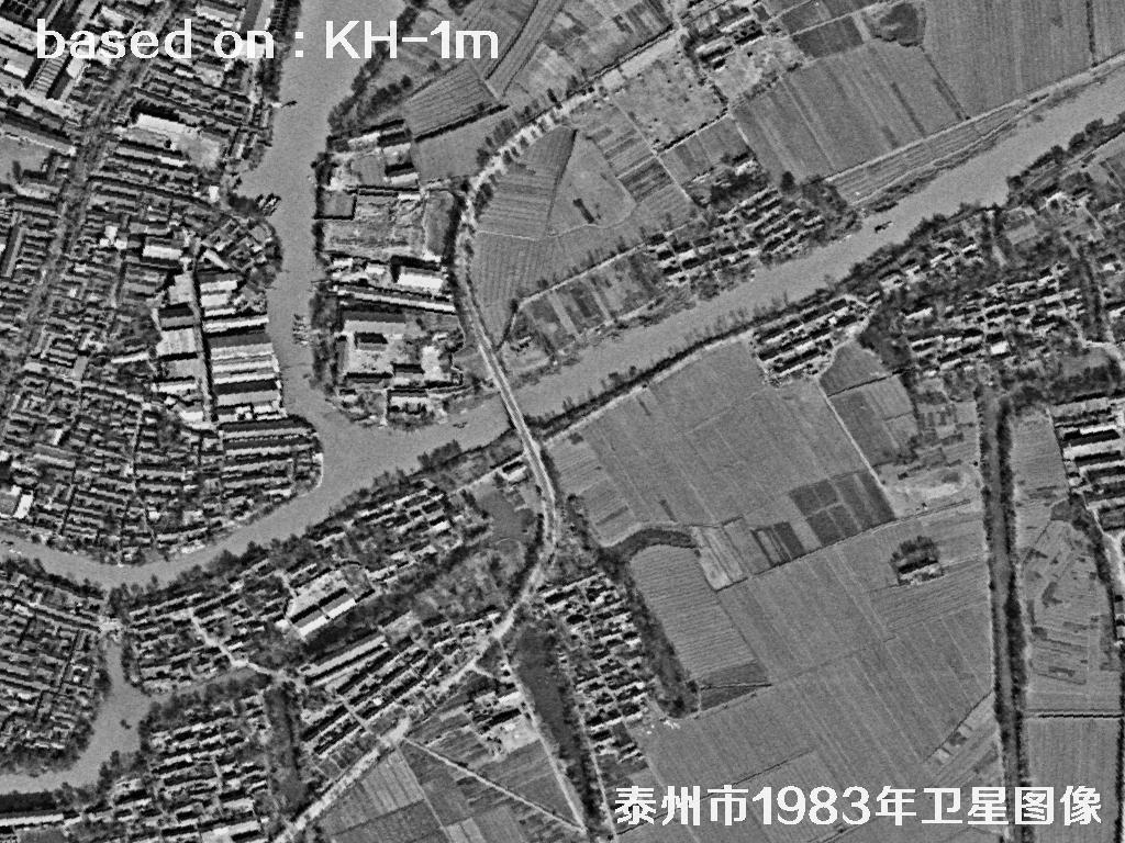 KeyHole卫星1983年拍摄的泰州市历史影像图