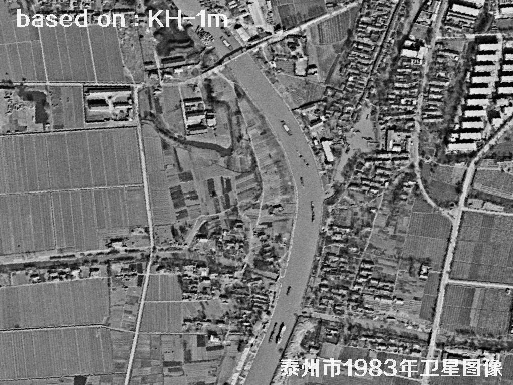 KeyHole卫星1983年拍摄的泰州市历史影像图