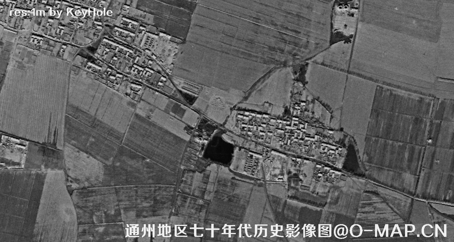 锁眼卫星七十年代拍摄的北京市通州区历史影像图