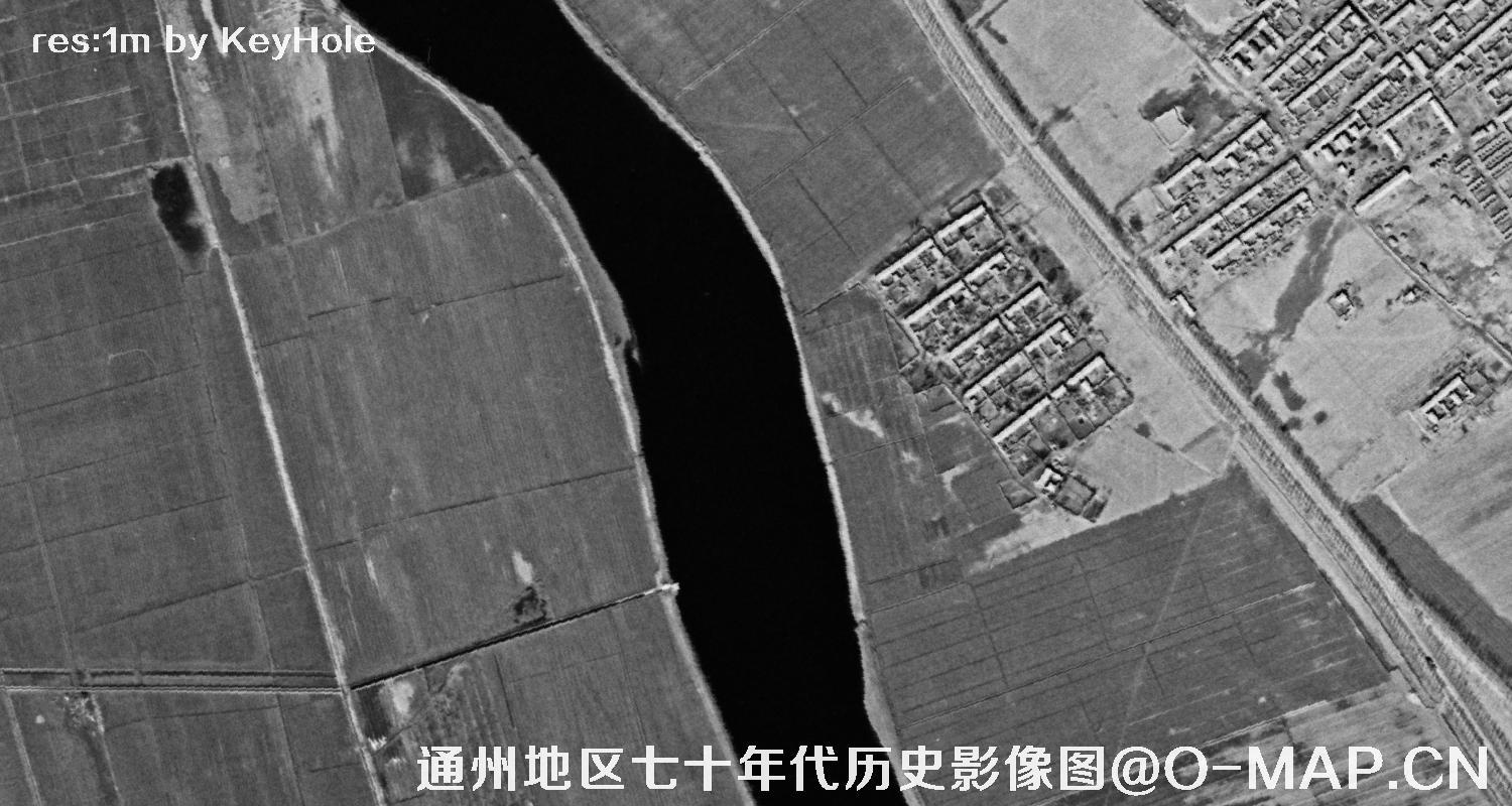 锁眼卫星七十年代拍摄的北京市通州区历史影像图