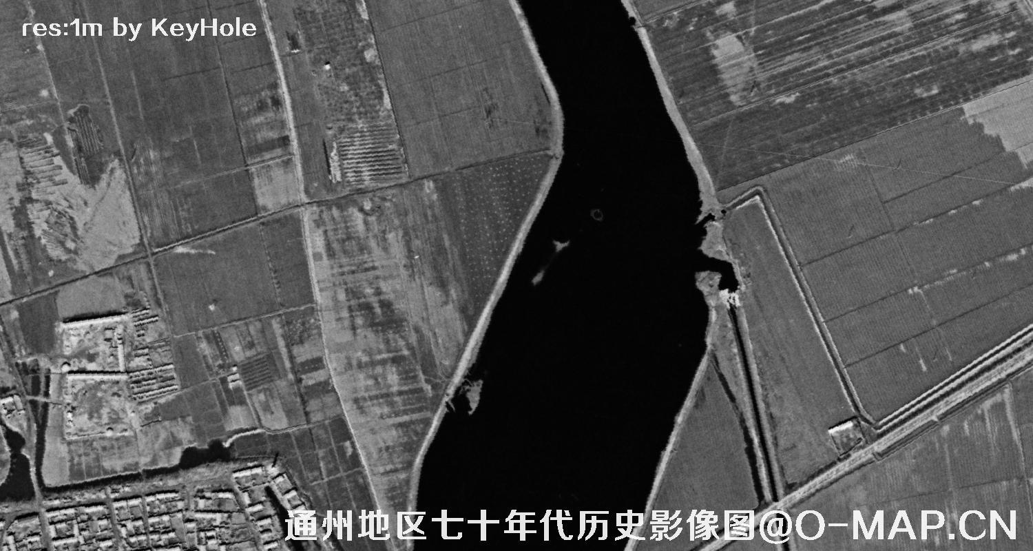 锁眼卫星七十年代拍摄的北京市通州区历史影像图