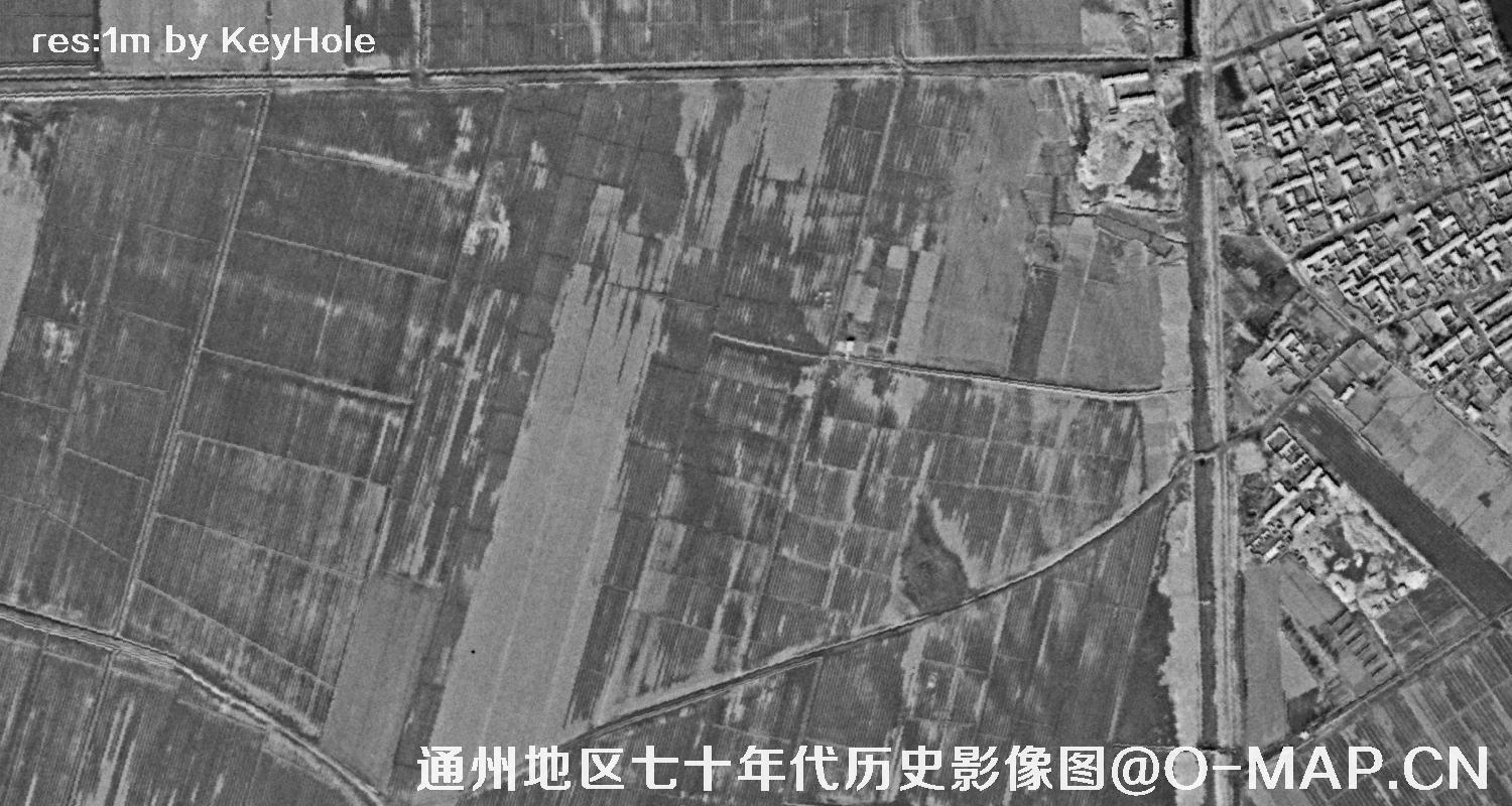 锁眼卫星七十年代拍摄的北京市通州区历史影像图