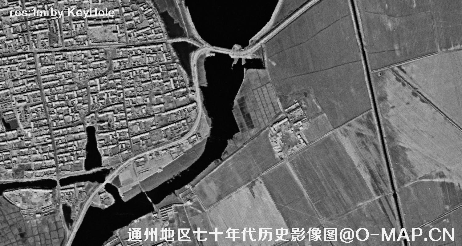 锁眼卫星七十年代拍摄的北京市通州区历史影像图