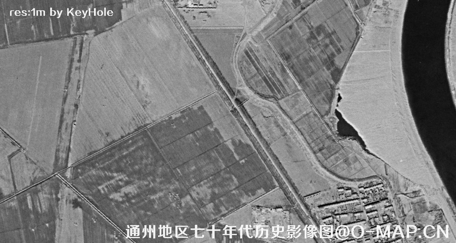 锁眼卫星七十年代拍摄的北京市通州区历史影像图