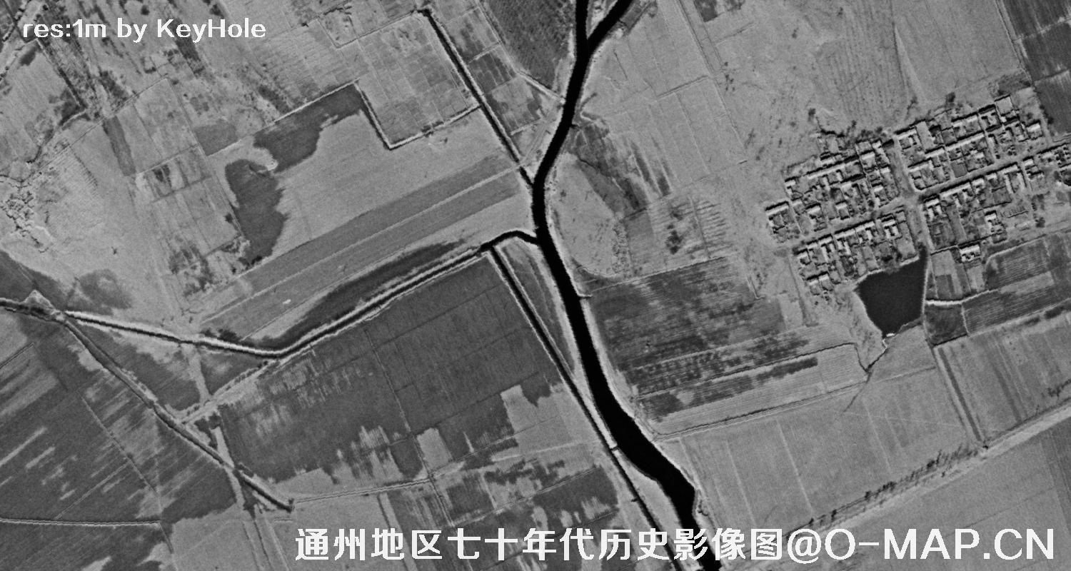 锁眼卫星七十年代拍摄的北京市通州区历史影像图