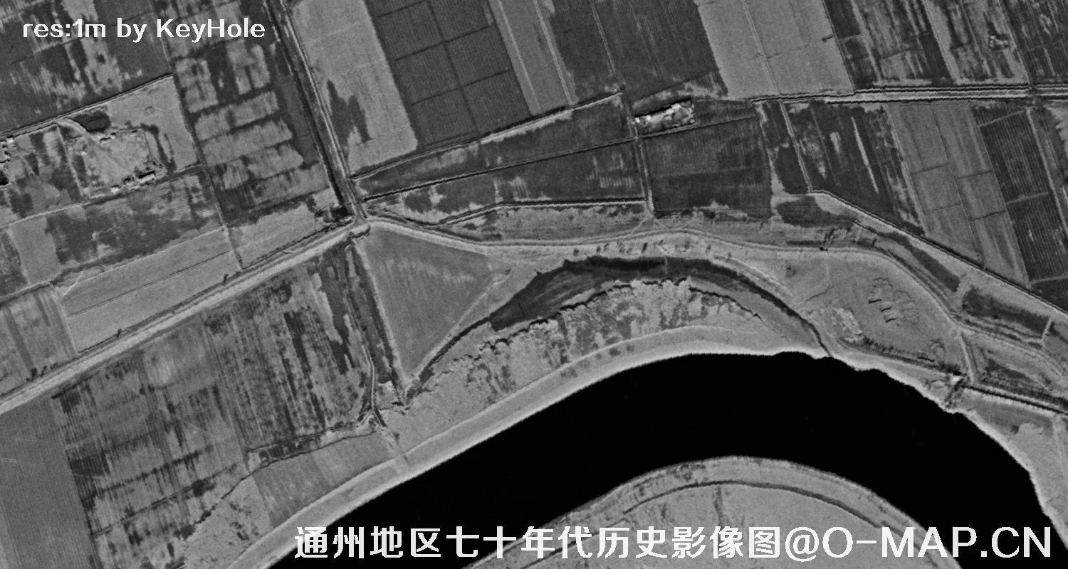 锁眼卫星七十年代拍摄的北京市通州区历史影像图