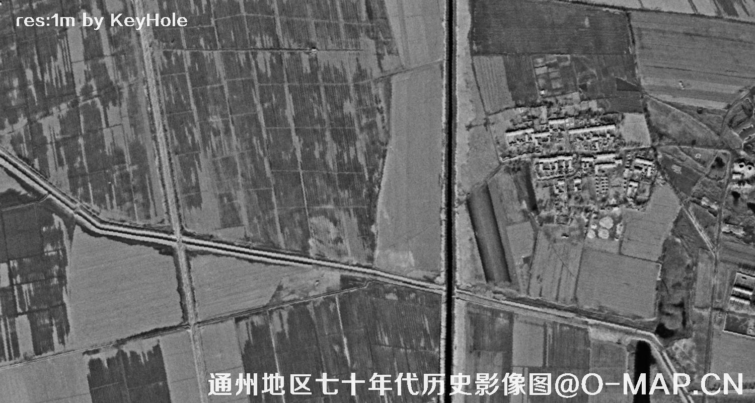锁眼卫星七十年代拍摄的北京市通州区历史影像图