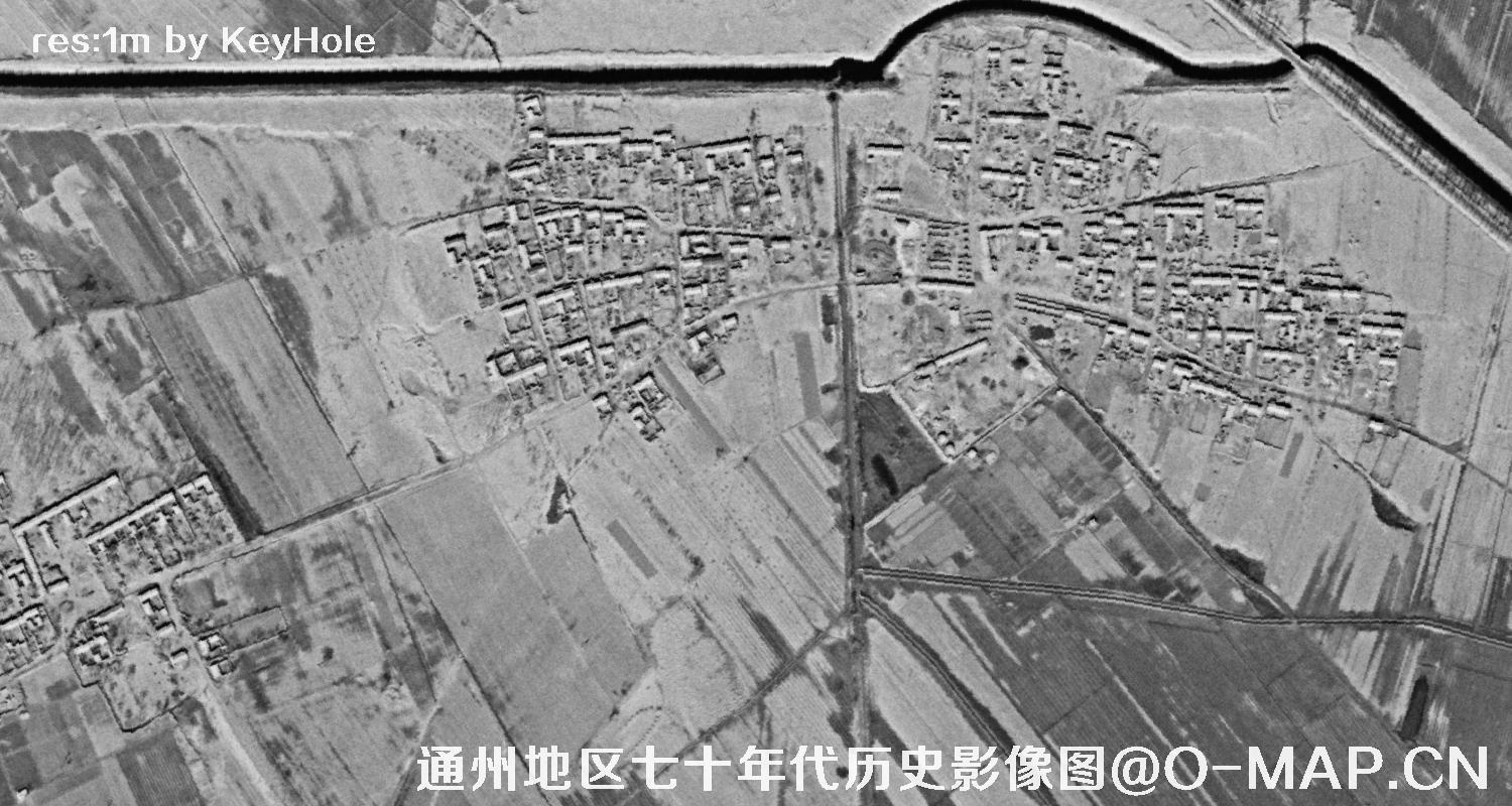 锁眼卫星七十年代拍摄的北京市通州区历史影像图