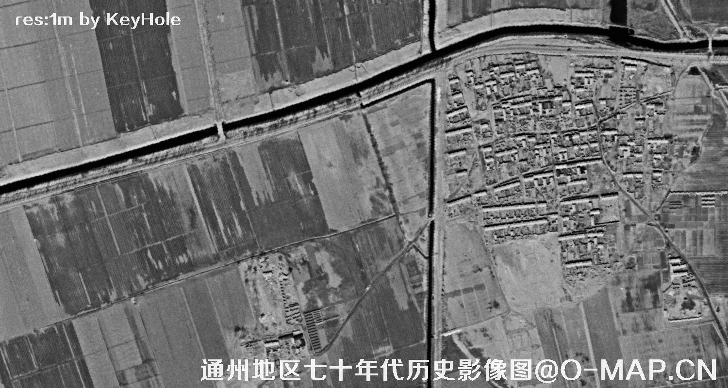 锁眼卫星七十年代拍摄的北京市通州区历史影像图